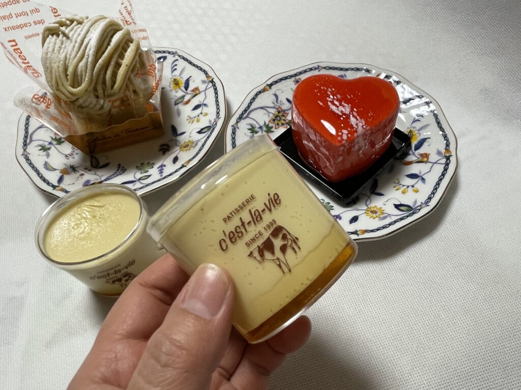 和三盆プリンとケーキ