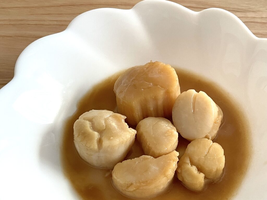 ホタテのバター炒め出来上がり