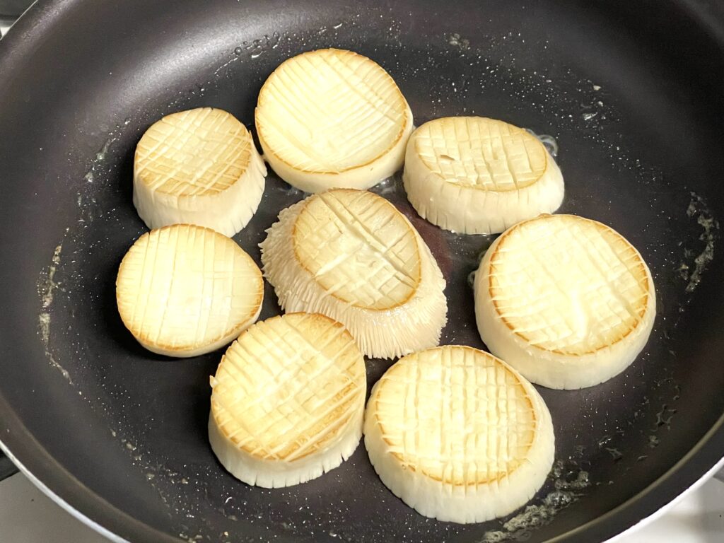 エリンギを両面焼く